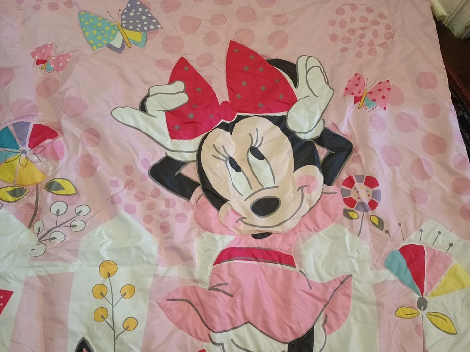 Lote Conjunto Disney Minnie Mouse Figaro Gato Flores Edredón y Sábana Superior Ropa de Cama Niño Foto 3 de 4