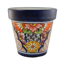 MEXICAN TALAVERA POTTERY FLOWER POT PLANTER CERAMIC 29