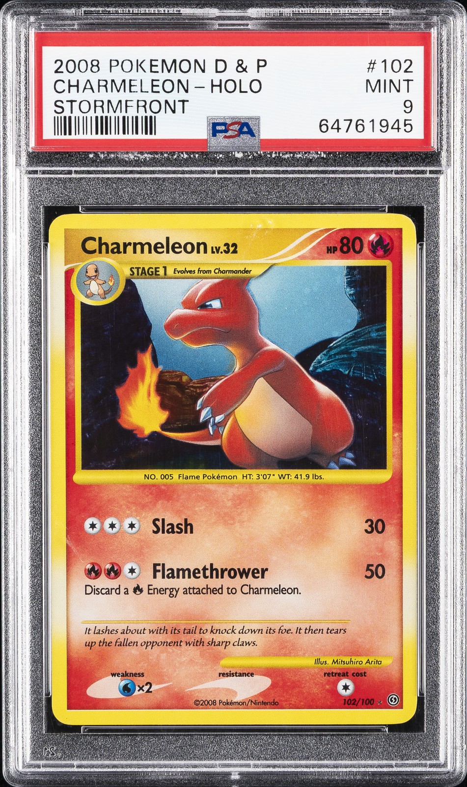 2008 POKEMON DIAMOND & PEARL STORMFRONT #102 CHARMELEON-HOLO PSA 9