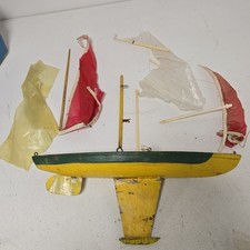 Vintage Handmade Wood Pond Yacht Sailboat 13....