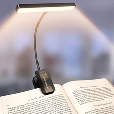 26 Book Light, 1200 mAh 90 Hrs Lasting Rechargeable Reading Light, 5 Amber Co...