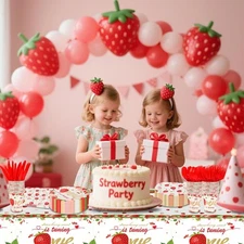 169 Piece Strawberry Sweet 1st Birthday Party Supplies Dinnerware Set-Serves 24