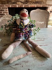 Classic Sock Monkey Plush Toy Handmade Vintage Stuffed Animal 21