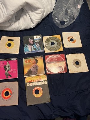 10 VINTAGE ELVIS Not All Elvis 45 RPM VINYL RECORDS W/ SLEEVES. Look At Pics