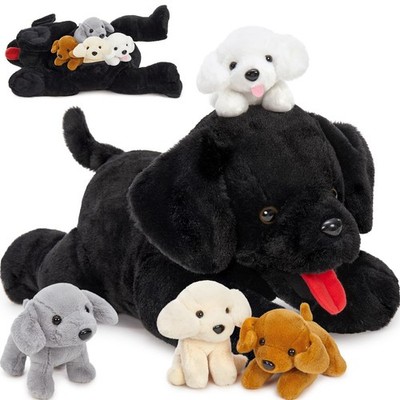 MorisMos Mommy Dog Stuffed Animal with Babies Inside, 21'' Dog Plush Toy Set B...