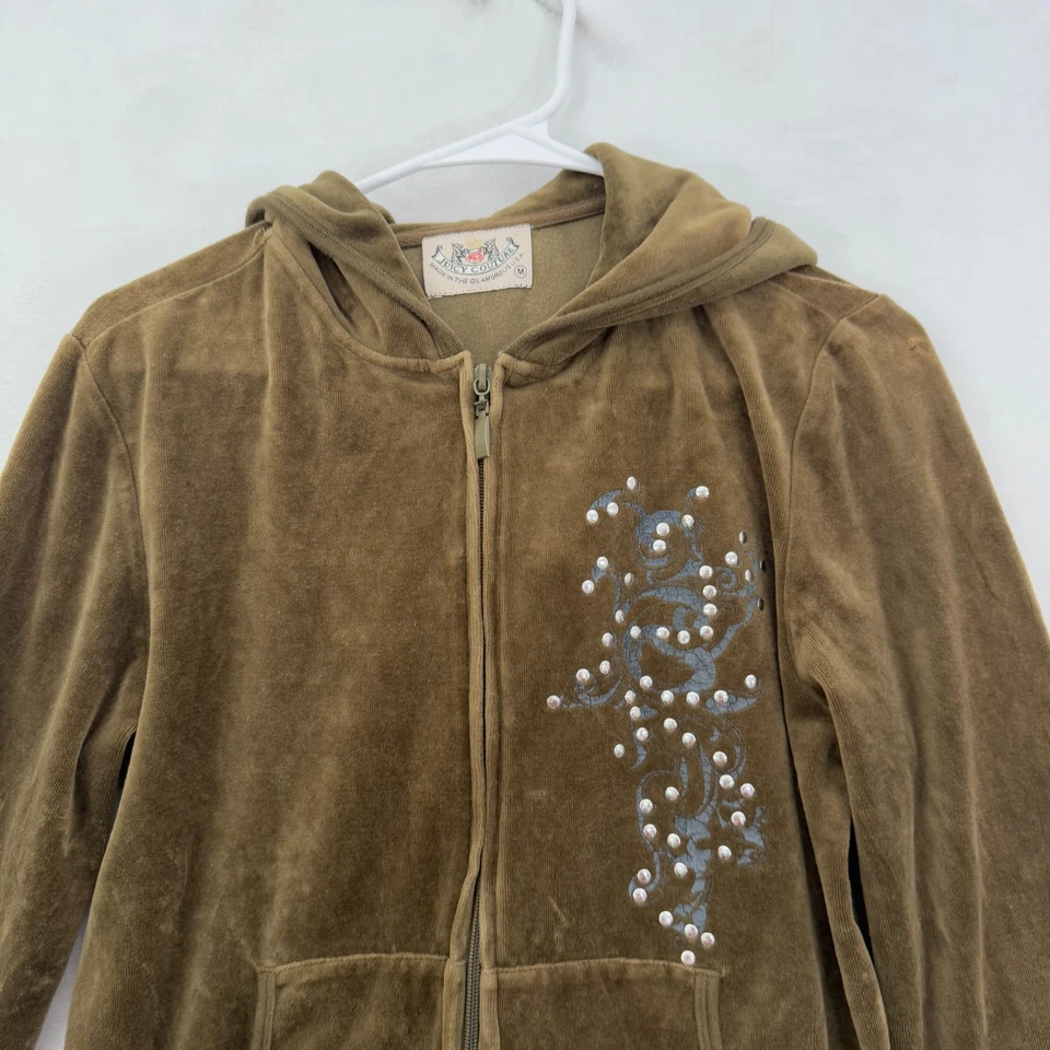 Sudadera con capucha Juicy Couture para mujer M verde cremallera completa metal tachonado Y2K Foto 2 de 4