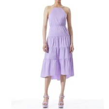 Alice + Olivia Hartley Open Tie Back Midi Dress in Purple size 0