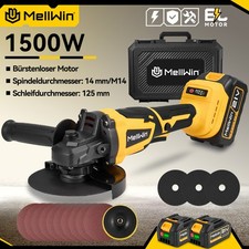 125mm Winkelschleifer Akku Trennschleifer Schleifmaschine Flex mit 21V 0/2 Akkus