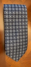 Brooks Brothers Makers Silk Tie Navy Blue Geometric Square Pattern USA