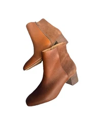 Crown Vintage Boot Solid Brown Closed Toe Zip Up leather size 6M women's