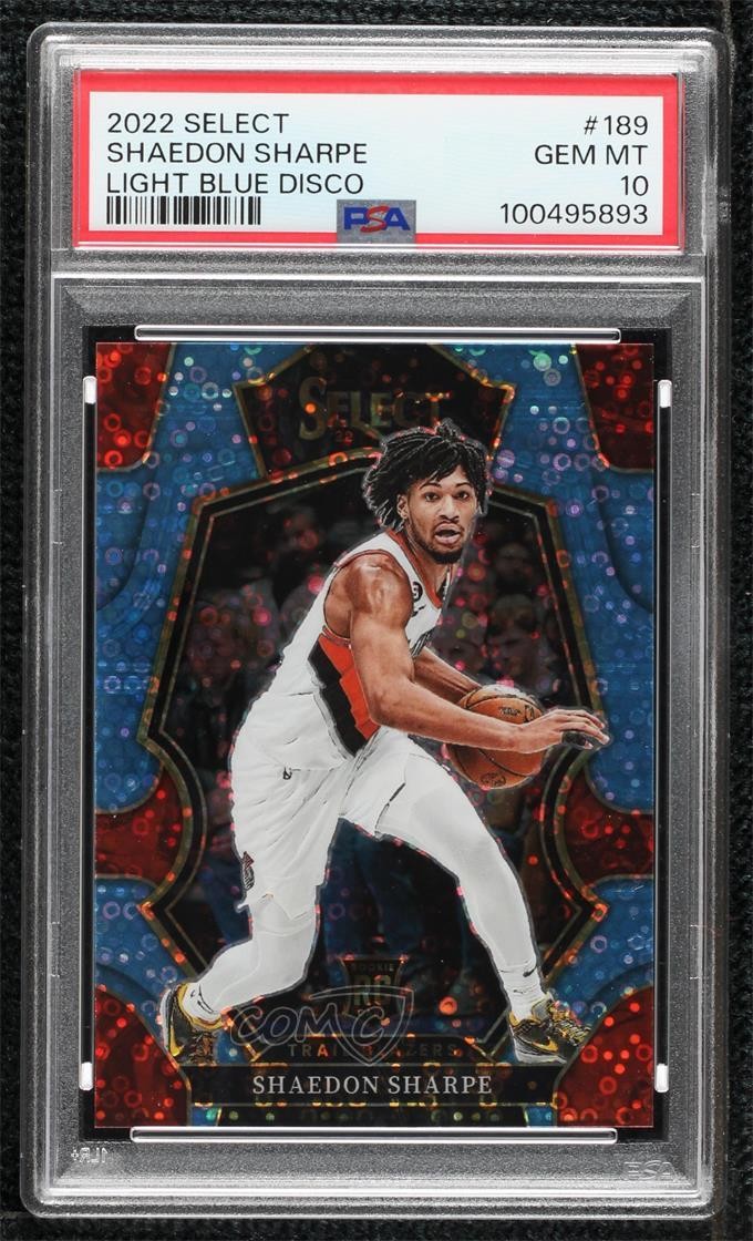 2022 Select Light Blue Disco Prizm 98/99 Shaedon Sharpe #189 PSA 10 GEM MT 11es