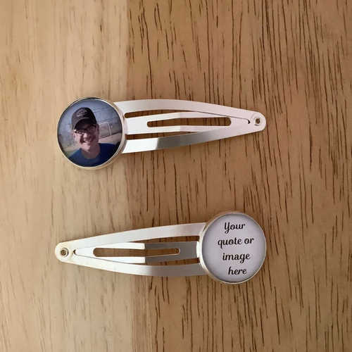 Pinzas para el cabello personalizadas para fotos, juego de 2 pinzas para el cabello personalizadas conmemorativas para fotos - Imagen 3 de 8