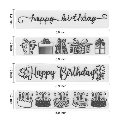 4 Patterns Plastic Template Embossing Folders for Card Making Happy Birthday ... - Picture 2 of 4