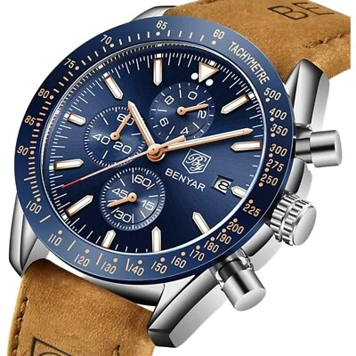 Luxus Herren Armbanduhr Chronograph Wasserdicht Kalender Datum Analog Quarz Uhr - Bild 1 von 4