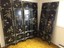 chinese black 6-panel room divider with mother of pearl and semi-precious stones