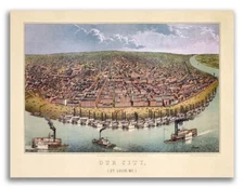 St. Louis Missouri 1859 Historic Panoramic Town Map - 18x24