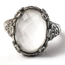 Judith Ripka Faceted Moonstone & Diamonique 925 Sterling Silver Ring, Size 11