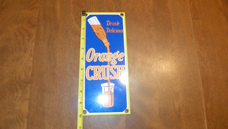 vtg orange crush advertising sign 10'' x 4 5/16''