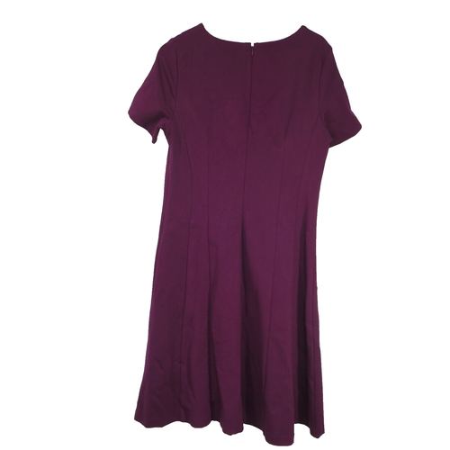 Talbot's Fit and Flare Kurzarm Kleid Größe 10 Pflaume dehnbar Reißverschluss hinten - Bild 2 von 4