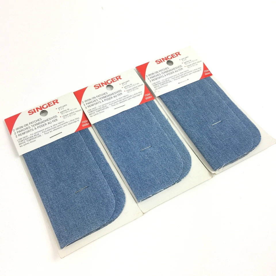 3x Singer 2ct Iron-On Patches Light Denim 5in by 5in 00064 - Image 2 of 4