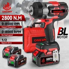 2800Nm 18V Cordless Impact Wrench Gun 1/2'' High Torque Drill W/2xBattery & Case
