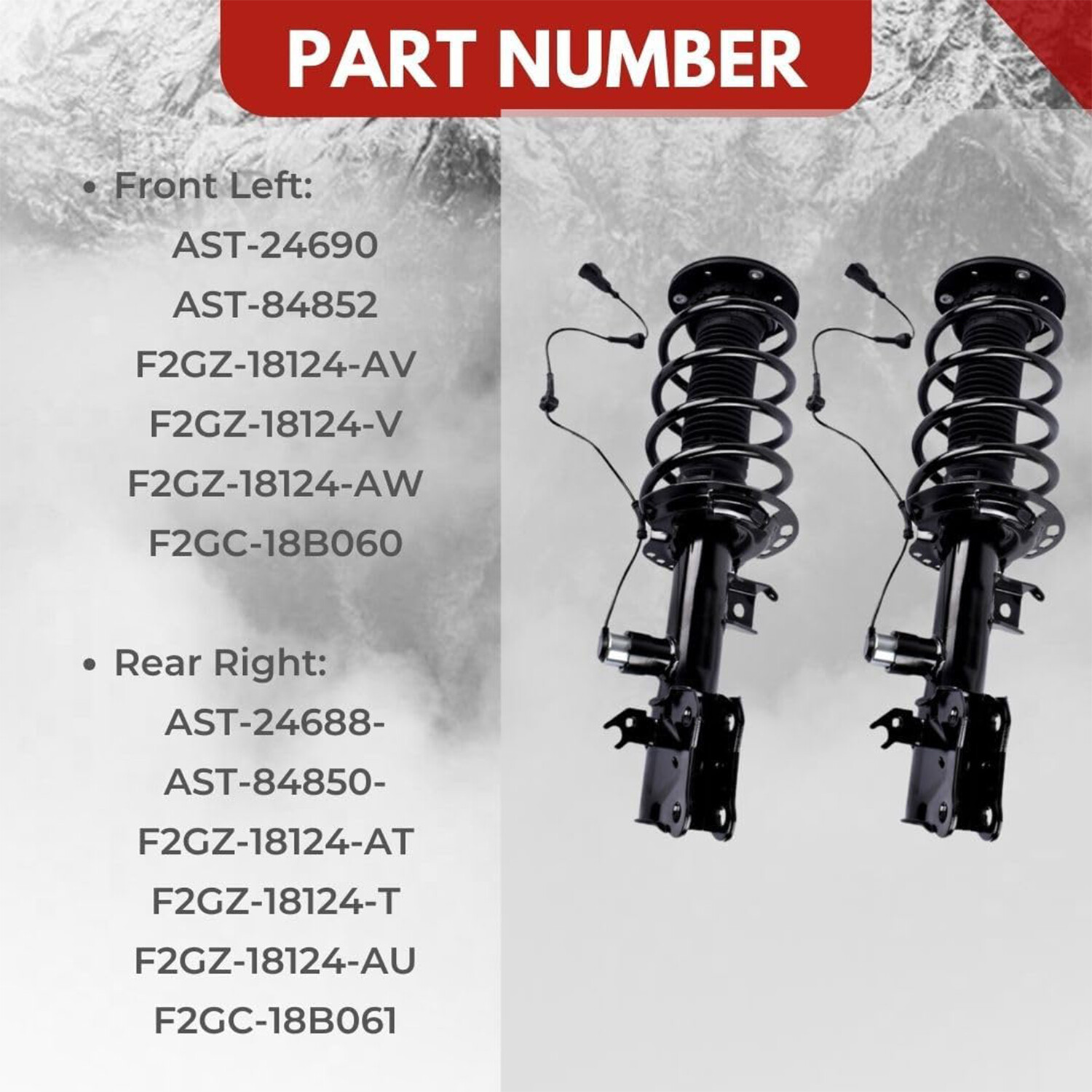 2X For Lincoln MKX 2016-2018 Front Shock Absorbers Struts Spring Assys Electric