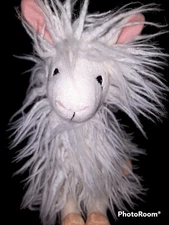 Petting Zoo Wooly Llama Alpaca Long White Hair Stuffed Animal Plush Laying Lrg