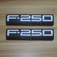 2Pc Front Fender Emblems Fit 05-07 F250 Lariat SuperDuty WHITE BLACK