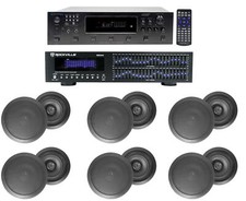 6000w 6 Zone, Home Theater Bluetooth Receiver 12 Black 8" Ceiling Speakers EQ