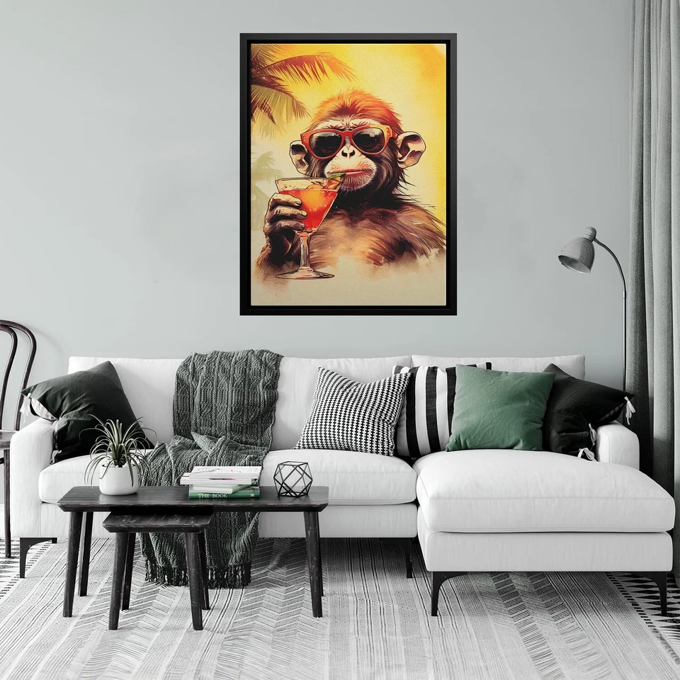 Cool and Funny Party Animal Wall Art Print, Tipsy Monkey poster no frame - Image 2 of 4