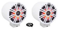  2 kicker KM8 8" LED 360  Swivel White Aluminum Surface Mount Boat Speakers