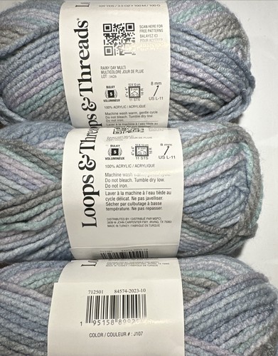 LOT of 3 CHARISMA in RAINY DAY MULTI 109yds 3.5oz Loops & Threads OEKO-TEX - Picture 2 of 4
