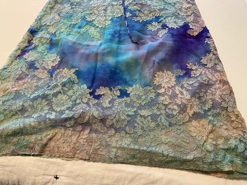 VINTAGE 1 of a kind LINED MOMO FALANA TIE DYED SLIP/SKIRT PURPLES/BLUES/PINKS