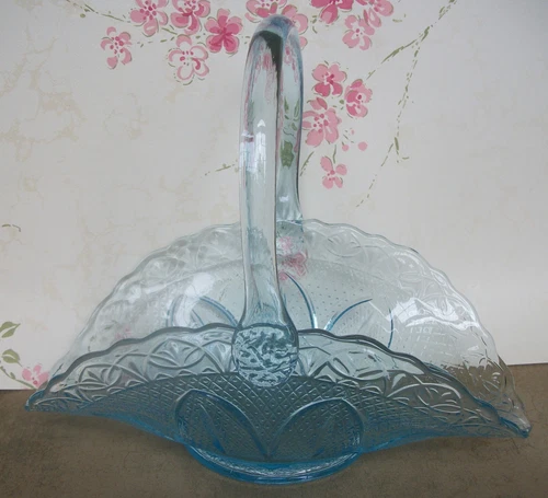 LARGE VINTAGE FENTON GLASS for PRINCESS HOUSE ~ LIGHT BLUE BRIDES BASKET