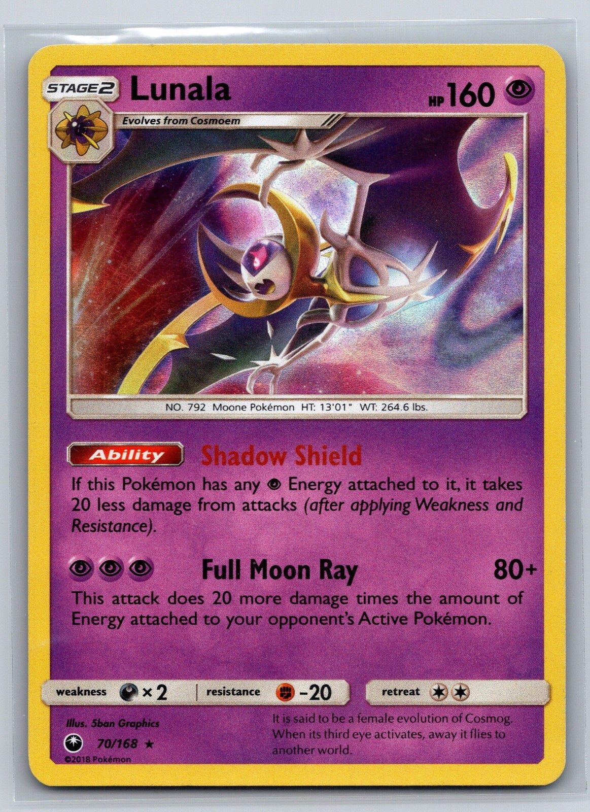 Pokémon Lunala 70/168 Rare Holo Foil Celestial Storm NM