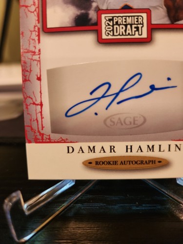 DAMAR HAMLIN RC 2021 Sage Hit Premier Draft Red Parallel Blue Auto Bills MINT! - Picture 2 of 6