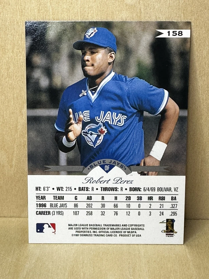 1997 Leaf Donruss Robert Perez #158 Blue Jays - Image 2 of 2