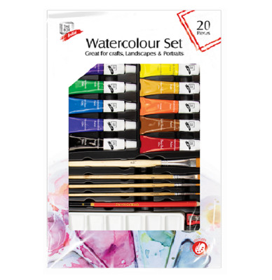  20er Pack Aquarellfarbe Tube Set & 4 Pinsel Basteln Bleistift Malen Geschenk