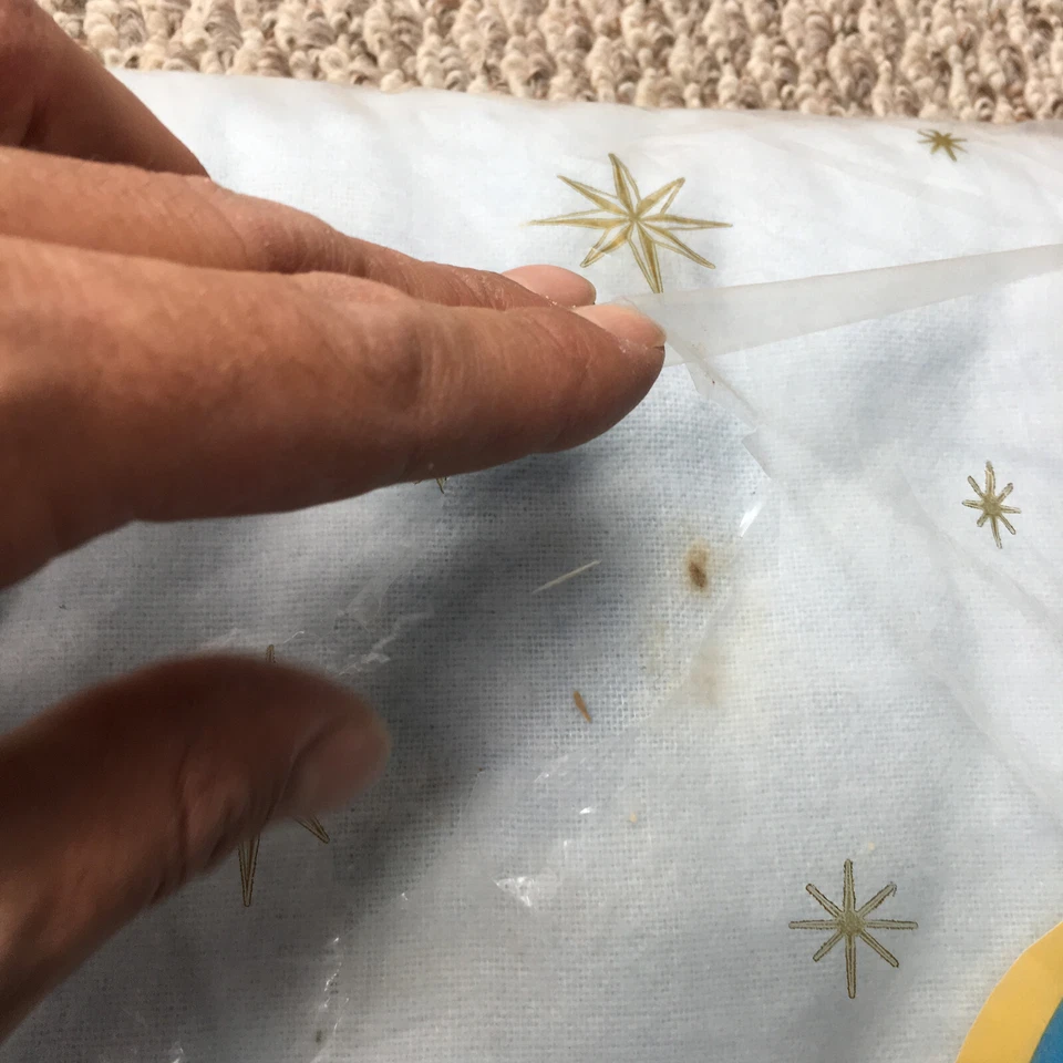 Vintage Beacon Blanket 70"x90" Blue Polyester Cosmic Atomic Print Stardust Thin - Image 4 of 4