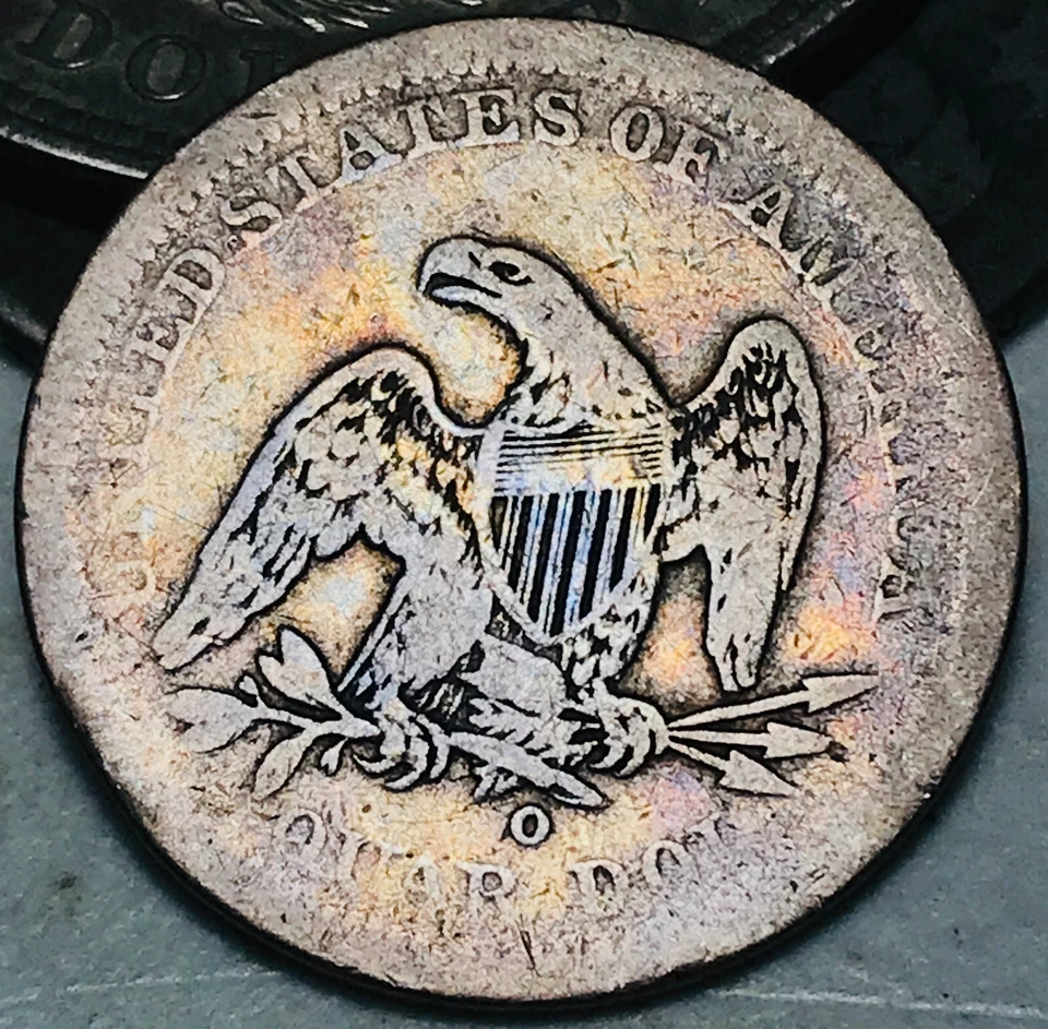 Moneda de plata 90 % circulada 1843 O Seated Liberty Quarter 25C CC25517 Foto 4 de 4