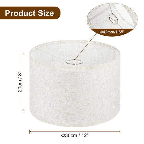 2Pcs Drum Lamp Shades for Table Lamp 12"x12"x8" Linen Floor Lamp Shade Linen - Picture 3 of 8