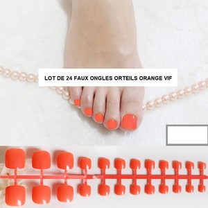 Détails Sur Faux Ongles Orteils Capsules Tips A Coller Nail Art Manucure Orange Man888