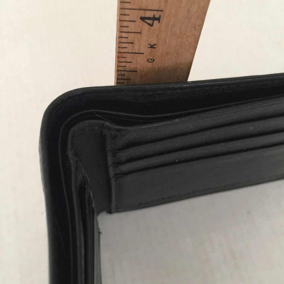 Perry Ellis Portfolio Genuine Leather bifold Wallet black Folded Dimensions 4.5" - Image 3 of 4