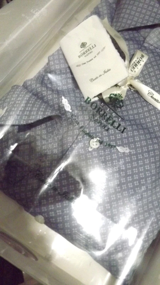 BORRELLI NAPOLI REALE SARTORIA 1°LINEA CAMICIA 44 COTONE FATTA A MANO   sh105400 - Immagine 2 di 4