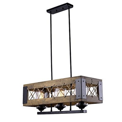 Kitchen Island Chandelier Pendant Lighting Rustic Wood Frame 3