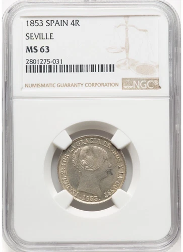1853 SPAIN SEVILLE 4R NGC MS63