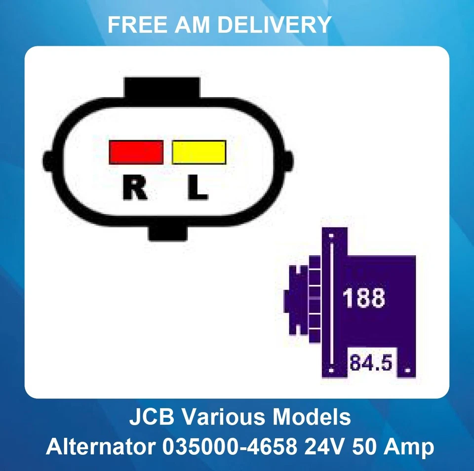 Alternator For JCB 714/40526 0-35000-4658 0-35000-4858 8980921120 8980921121 - Image 3 of 4