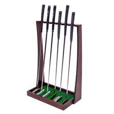 GoSports Premium Wooden Golf Putter Stand, Holds 6 Clubs - Brown