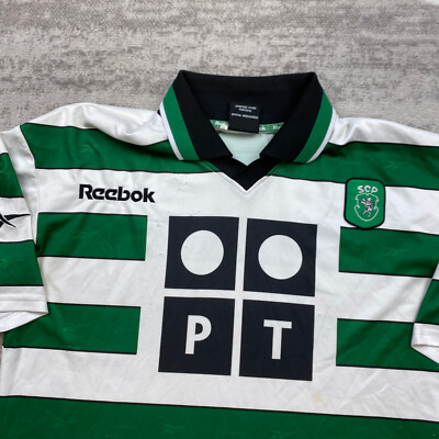 VTG Reebok Sporting Clube de Portugal Jersey XL Green White Soccer