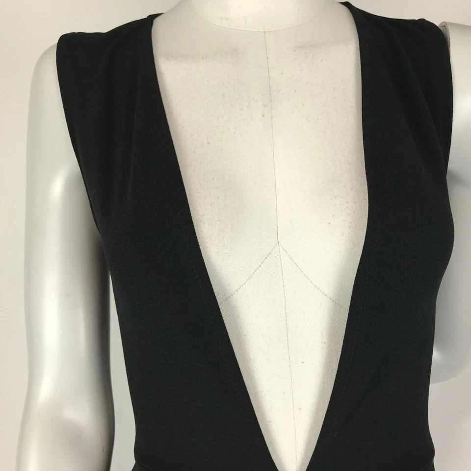 Missguided Jumpsuit Black Size 4 Deep V Neck Sleeveless Wide Leg Stretch Party - image 2 of 4